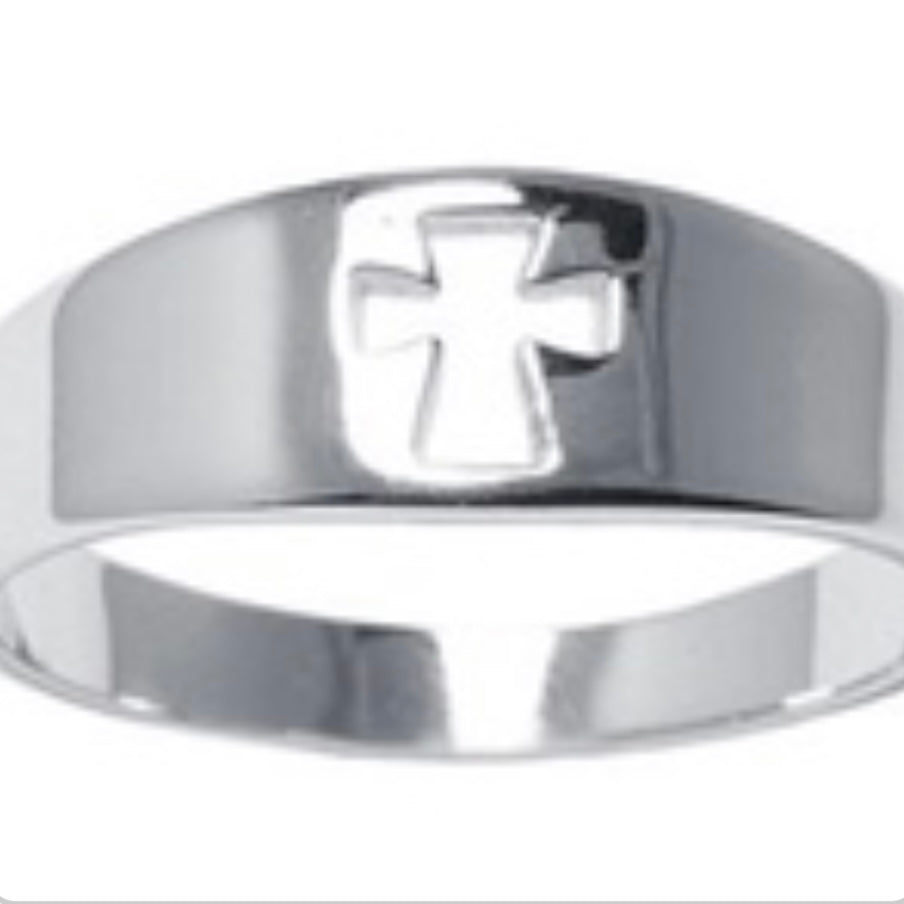 Cross Ring 2 Medium Cut out Sterling Silver