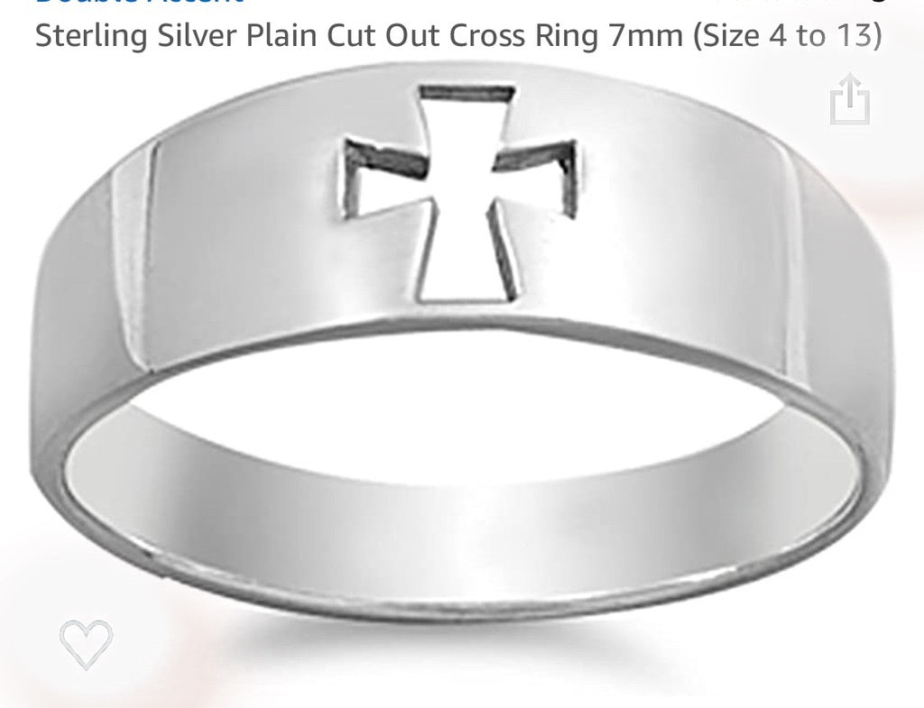 Cross Ring 2Medium Width Sterling Silver Ring
