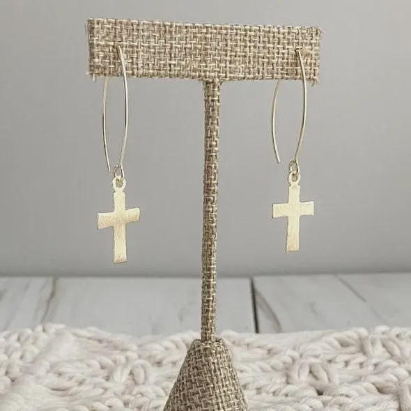 Drop Cross Earrings