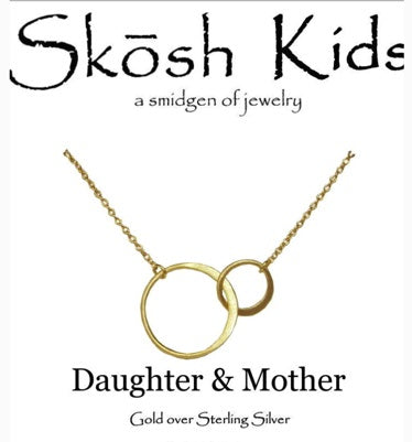 Kids Mother Daughter Necklace 2 Interlocking Circles