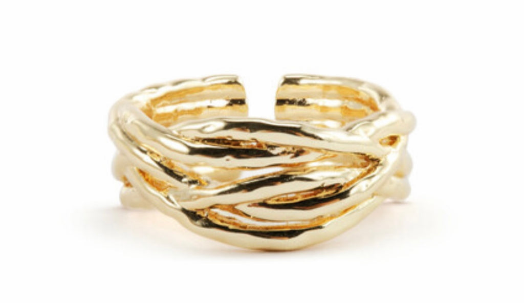 Intertwined adjustable Rings gold silver and mix