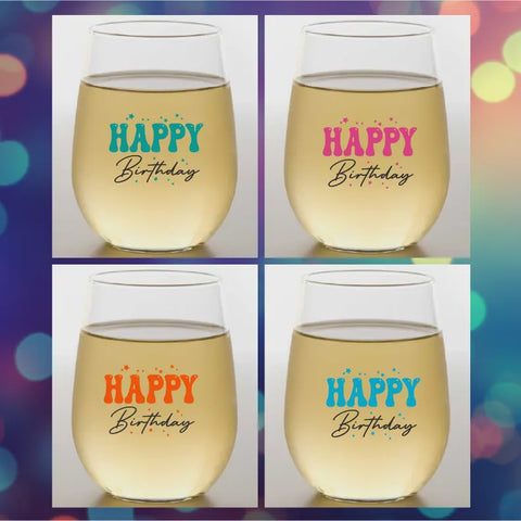 Happy Birthday Shatterproof Wine Glasses