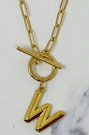Initial Toggle Necklace Modern Classic