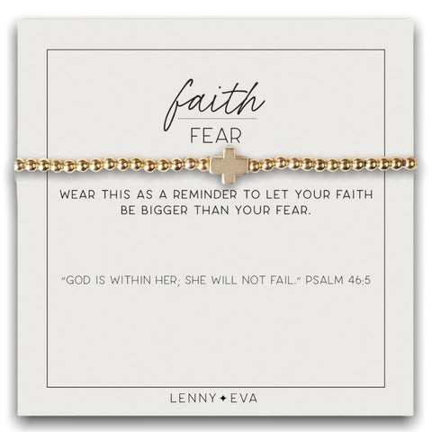 Faith Over Fear Cross Bracelet Gold or Silver