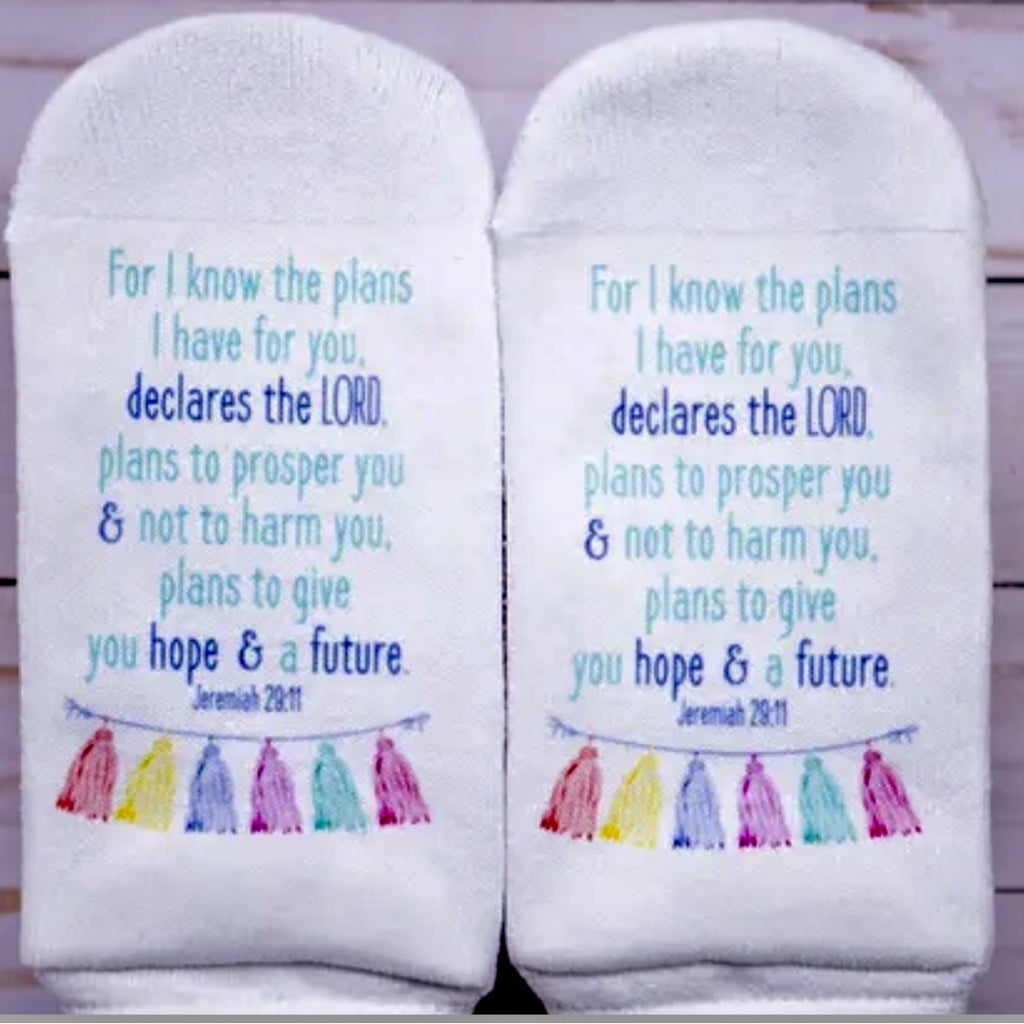 Scripture Sock For I Know The Plans Jeremiah 29:11