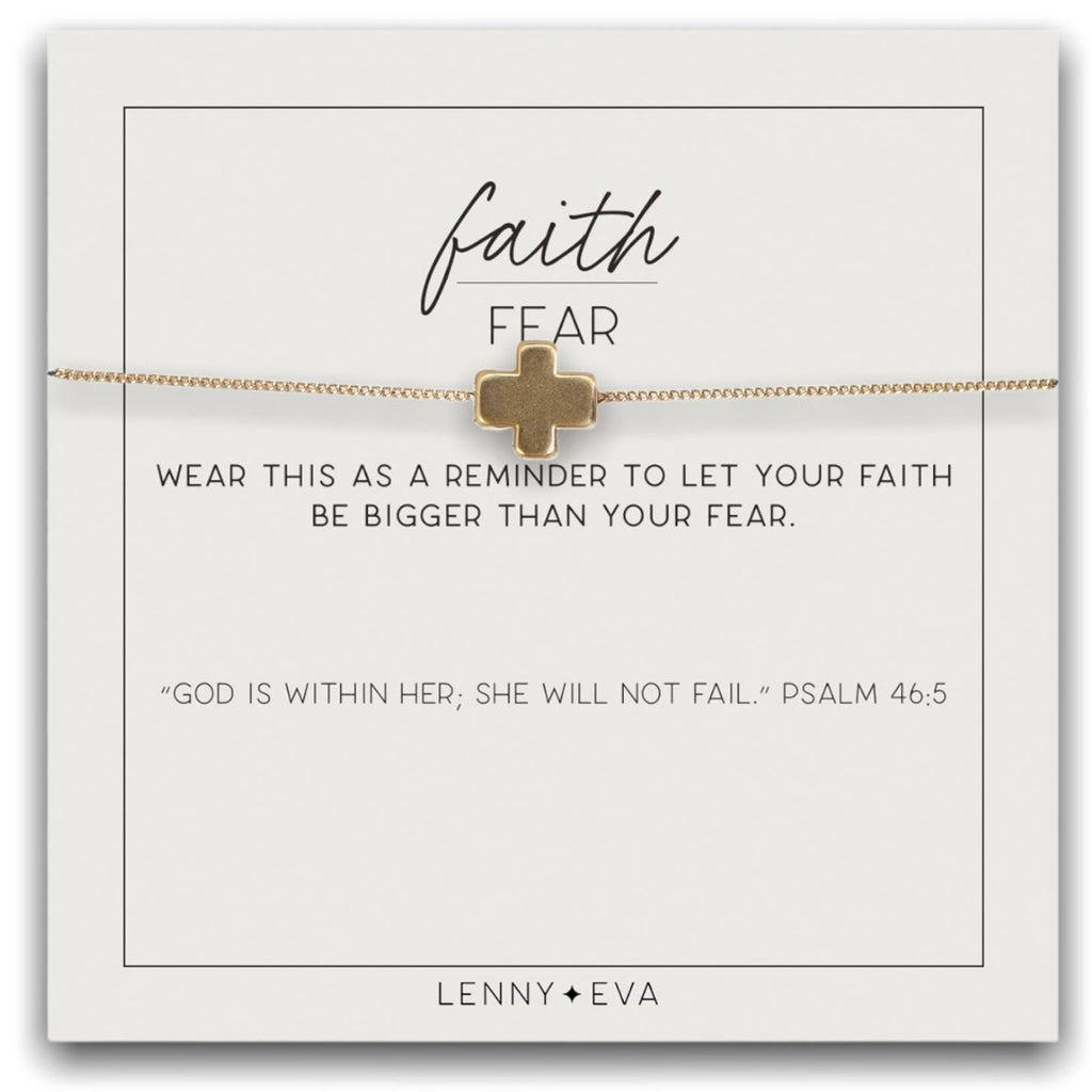 Faith Over Fear Cross Necklace Gold or Silver