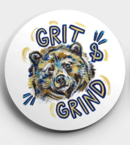 Grit and Grind Grizzly Fan Button