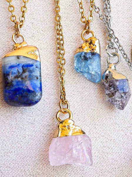 Raw Crystal Gemstone Necklaces