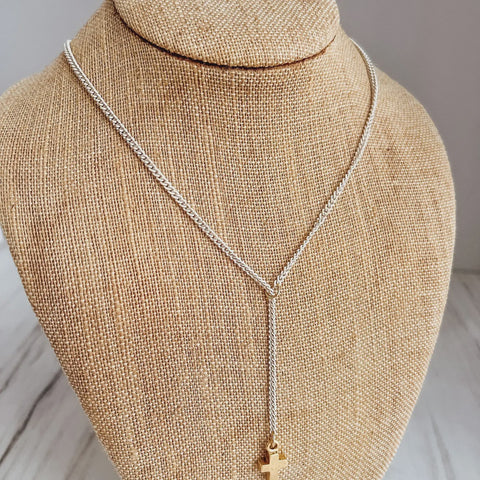 Washed White Lariat Necklace