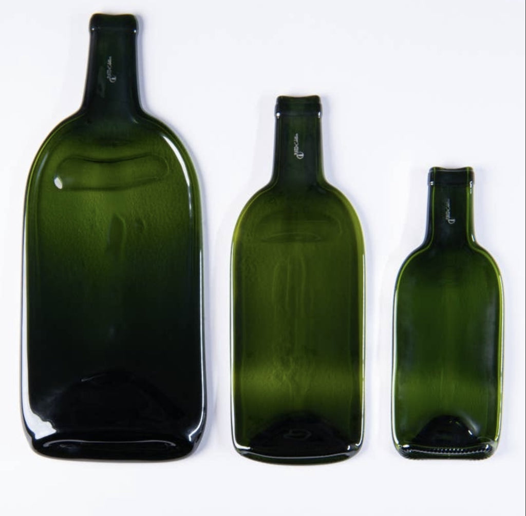 Wine Bottle Plate Green Flat