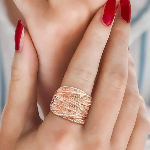 Wide Ring- 2 Toned Twisted in Gold & Silver/ Rose Gold & Silver/ & Solid Silver