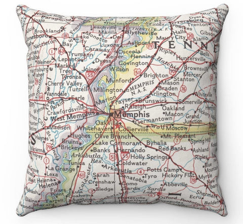 Memphis TN Map Pillow Cover
