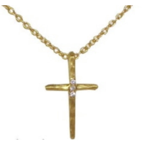 Trinity Cross Gold Over Sterling Sliver Diamond