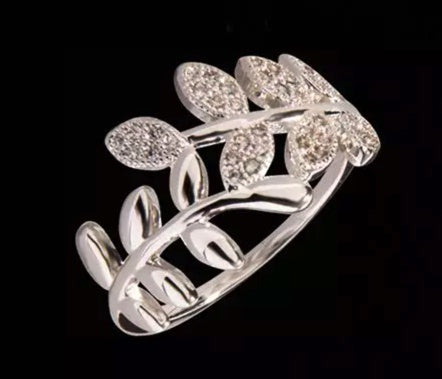 Silver vine ring CZ