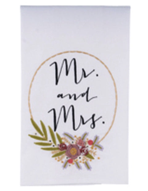 Mr and Mrs Flower Wreath Tea Towel