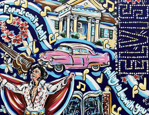 Pop Art  Retro Elvis Graceland by Natalie Cooper