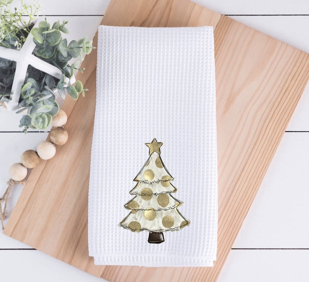 Gold Christmas Tree Tea Towel