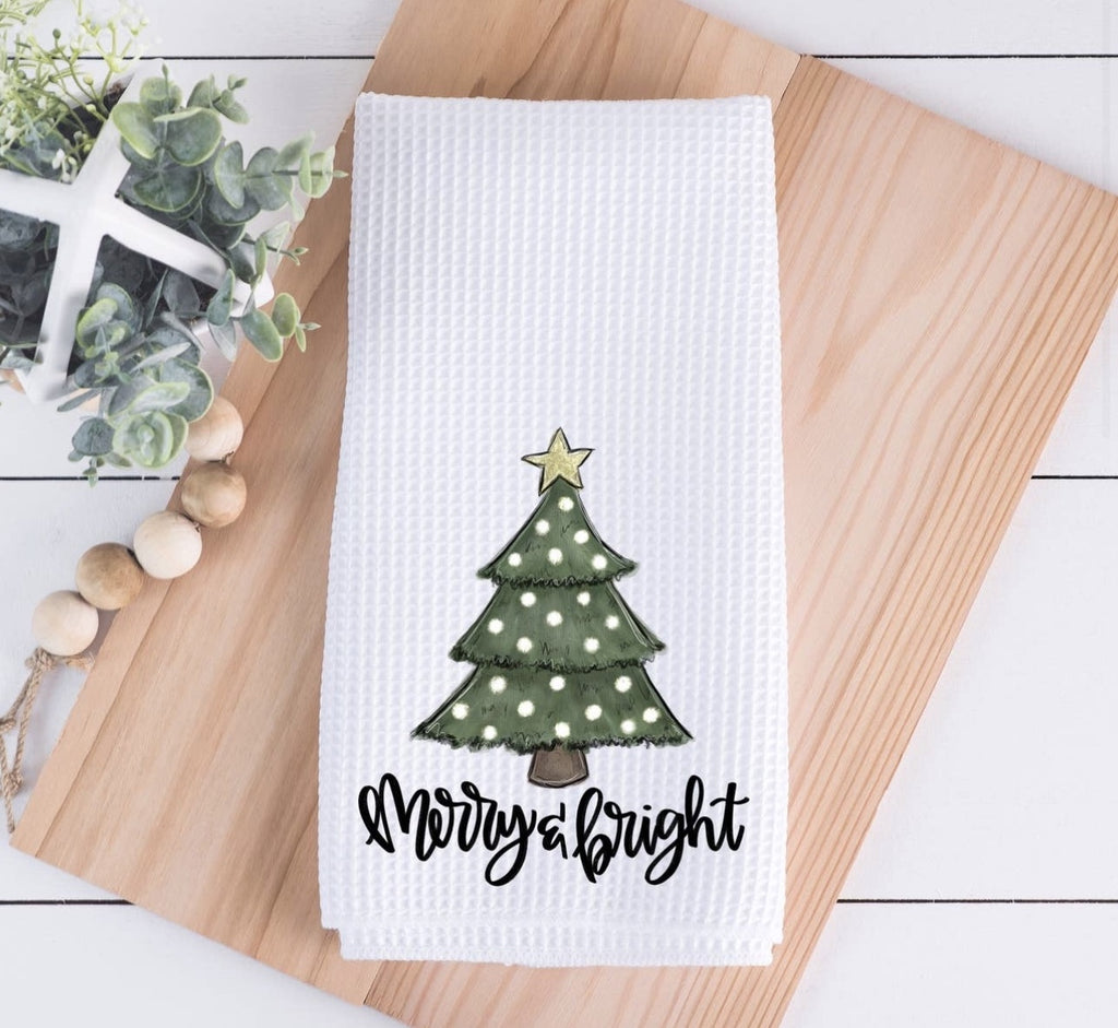 Merry and Bright Tree Tea Towel