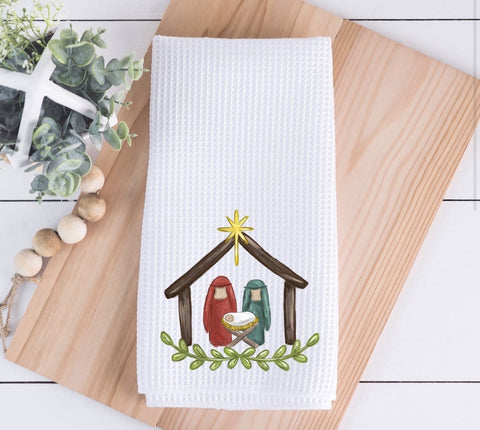 Manger Christmas Tea Towel