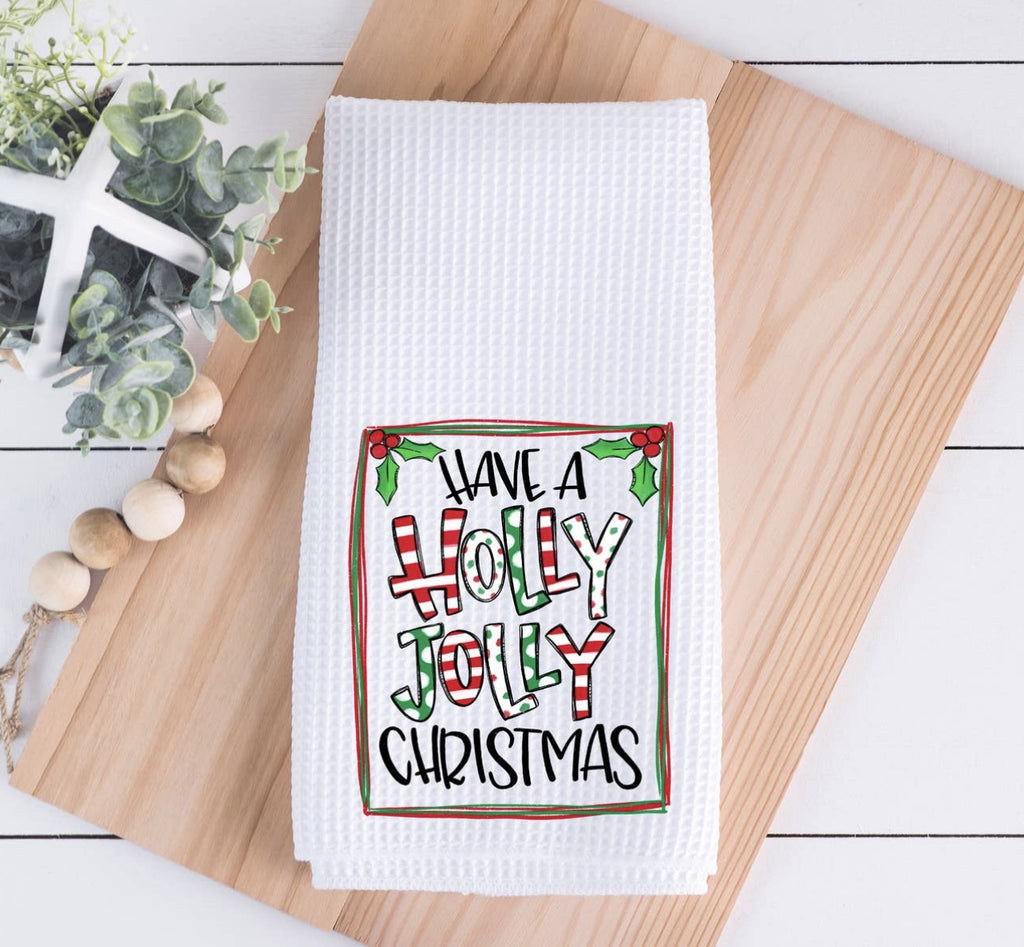 Holly, Jolly Christmas Tea Towel