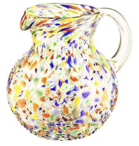 Mexican Confetti Hand Blown Mexican Glass Pitcher
