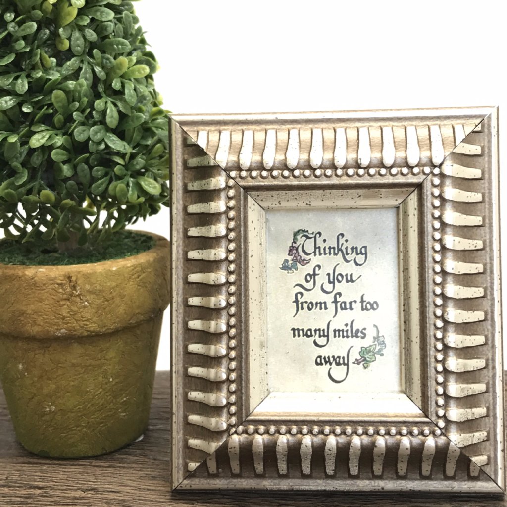 Framed calligraphy too many miles away long distance gift boutique gifts for her gifts for him