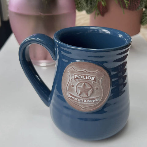 Police Officer Blue Stoneware Mug