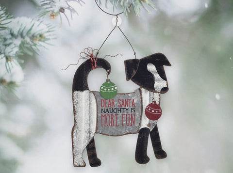 Metal Dog Ornament with Funny Saying