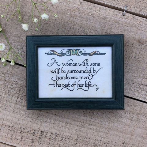 A Woman with Sons Framed Calligraphy Quote