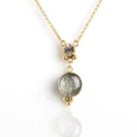 Lucia Clear Charm Necklace Gold & Clear  VSA