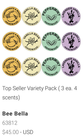 12 pack RESTOCK Bee Bella lip balms/ add 3 ea to Ind items