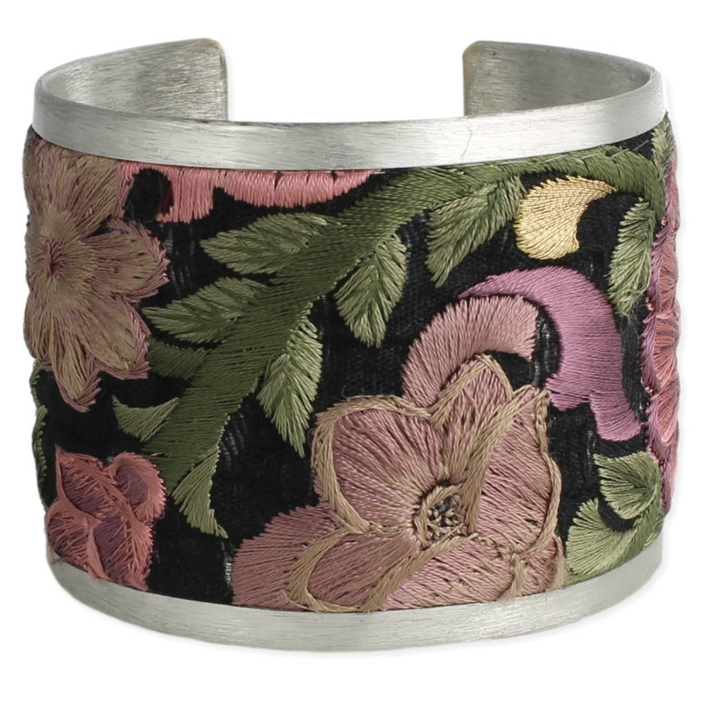 Flower Embroidered Elegance Cuff Bracelet