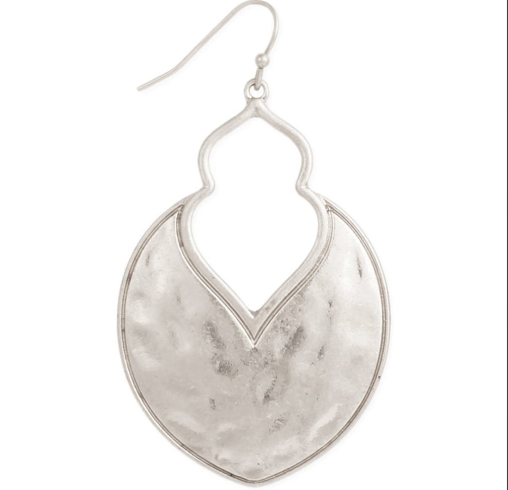 Silver Arabesque Hammered Earring