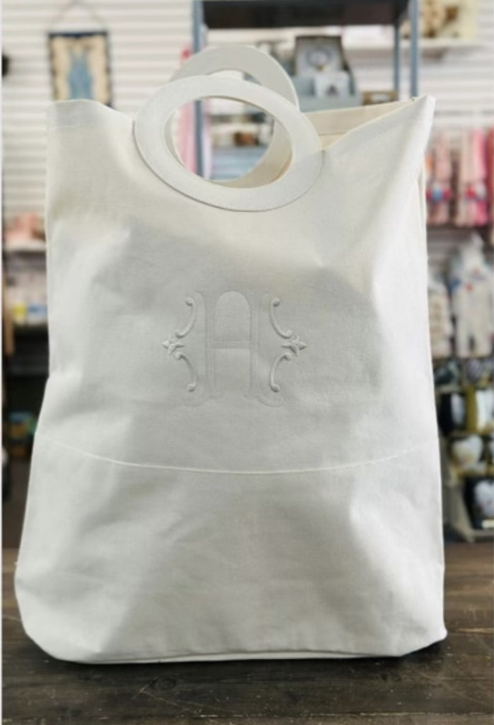 Everything Initial Tote Embroidered Neutral