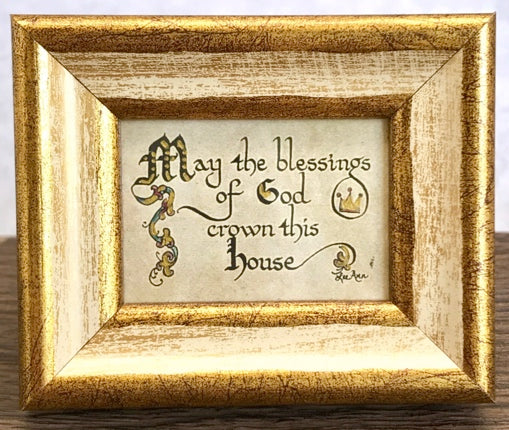 "May the Blessings of God crown this house" Framed Calligraphy Mini Quote