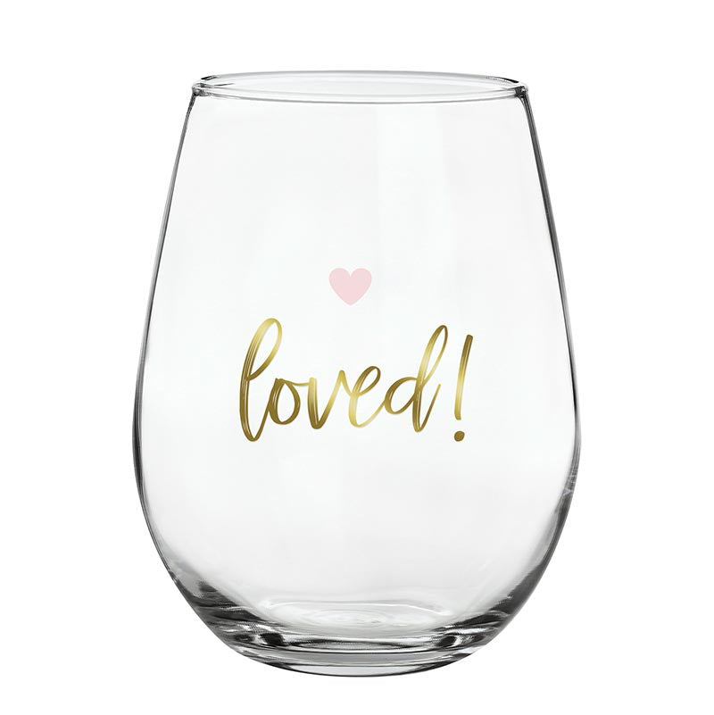 “Loved” Gold Printed Stemless Glass