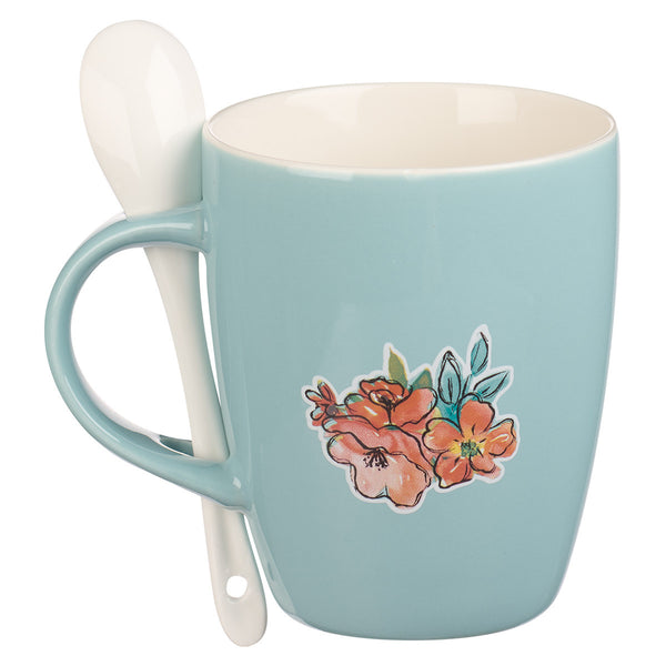 Ceramic Mug w/ Spoon Bless and Keep