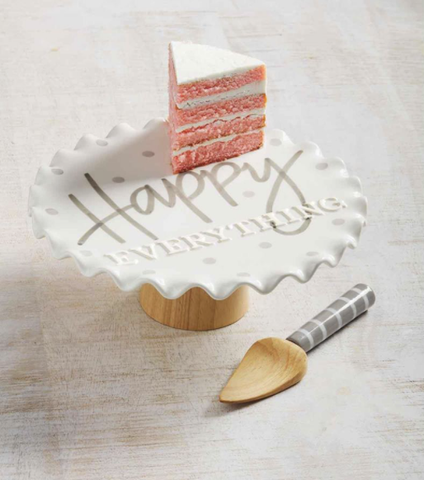 Happy Everything Cake Stand Pedestal by Mudpie