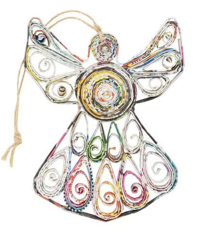 Eco Friendly Recycled Magazine Angel Ornament