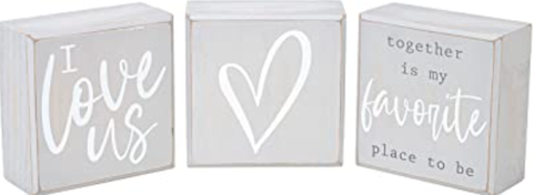 3 Piece Set I Love Us Wood Blocks