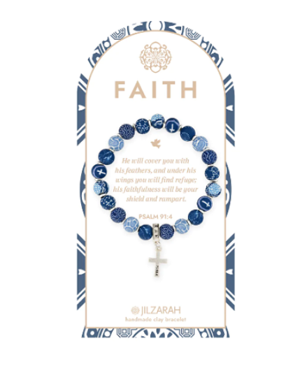 Faith Bracelet w/ Dangle Cross- For He will cover you w/ His feathers/ Whatever you ask in prayer/ faith   4 colors by Jilzarah