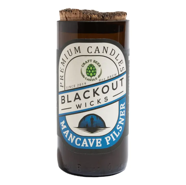 Recycled Beer Bottle Candle Mancave Pilsner