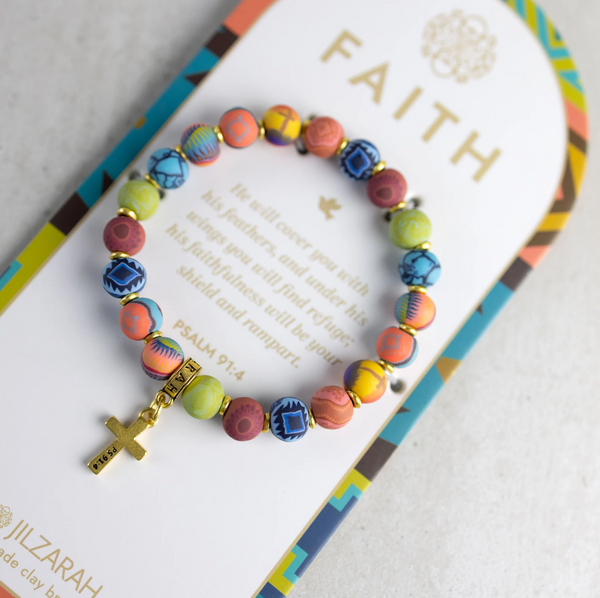 Faith Bracelet w/ Dangle Cross- For He will cover you w/ His feathers/ Whatever you ask in prayer/ faith   4 colors by Jilzarah