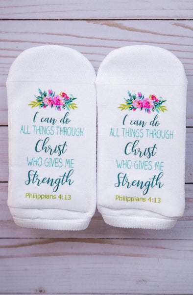 Scripture Socks I Can Do All Things Through Christ