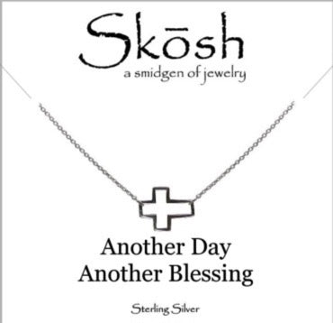 Open Cross Sterling Silver Necklace 16" In Gold Or Silver