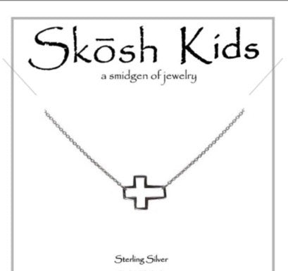 Child's Open Cross Sterling Silver Necklace Skosh Kids in Silver 55-973-2 or Gold 55-973-19