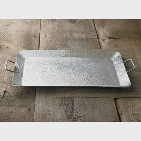 18" x 14" Hammered Smooth Handle Tray
