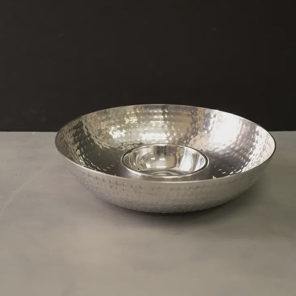 Hammered Aluminum Chip & Dip Serving Tray Small