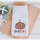 Give Thanks Colorful Pumpkin Tea Towel