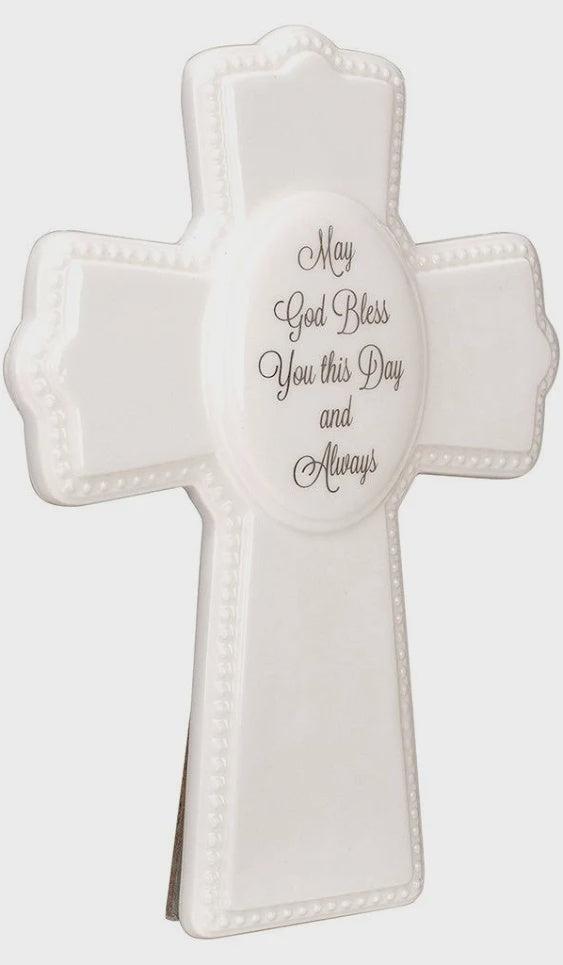 May God Bless You Ceramic Cross